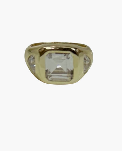 Diamond Square Cut Pinky Ring