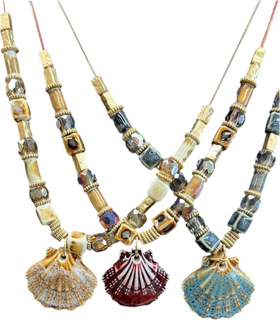 Long Beaded Shell Necklace