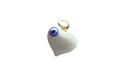 Puffy Heart Charm With Evil Eye