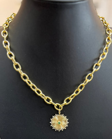 Gold Starburst Charm Necklace