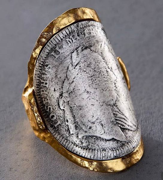Gold Maria Theresa Coin Rounded Ring