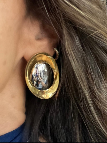 Two Tone Oval Statement Earring