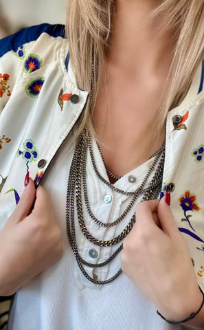 Iridescent Multi Chain Long Necklace