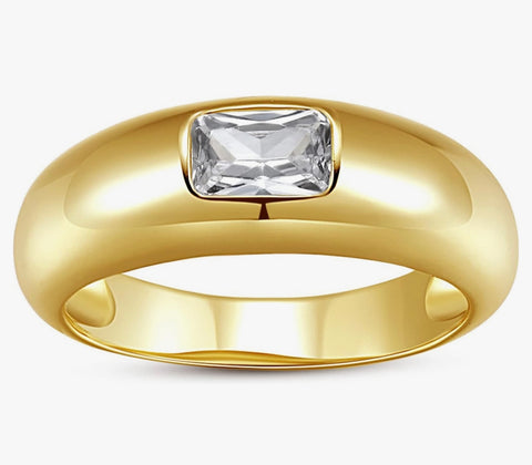 Gold Baguette Chunky Dome Ring