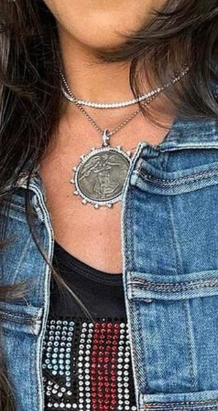 Silver Coin Medallion Necklace
