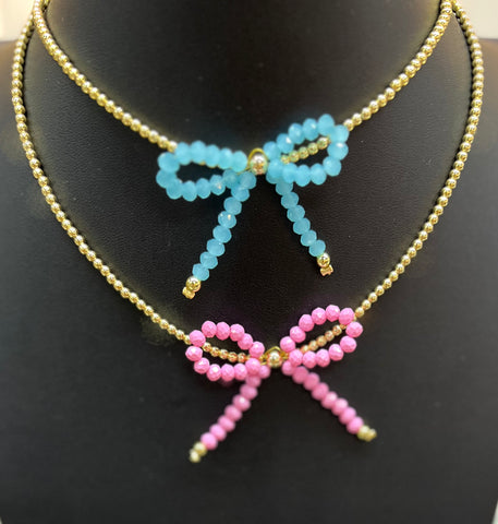 Colorful Bow Beaded Necklace