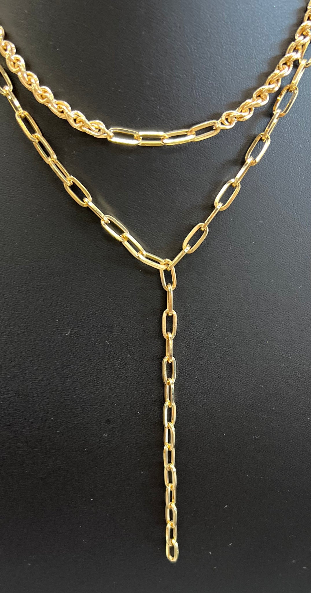 Gold Mixed Chain Lariat