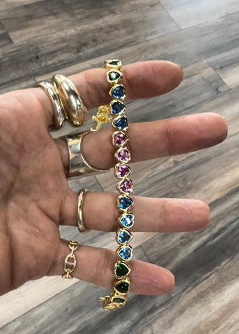 Rainbow Heart Tennis Bracelet