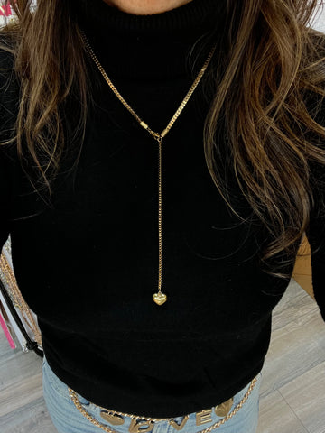 Gold Heart Lariat Necklace