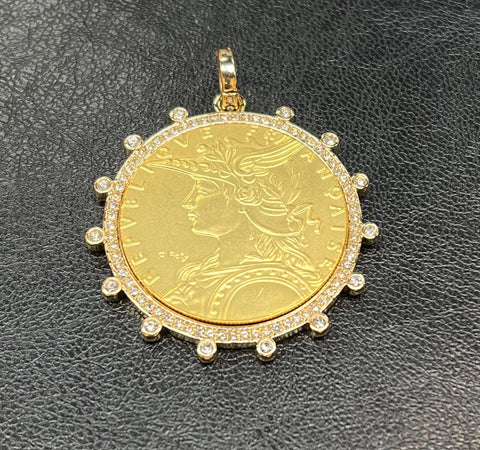 Gold Crystal Coin Charm