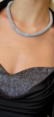Silver Sparkly Collar Necklace