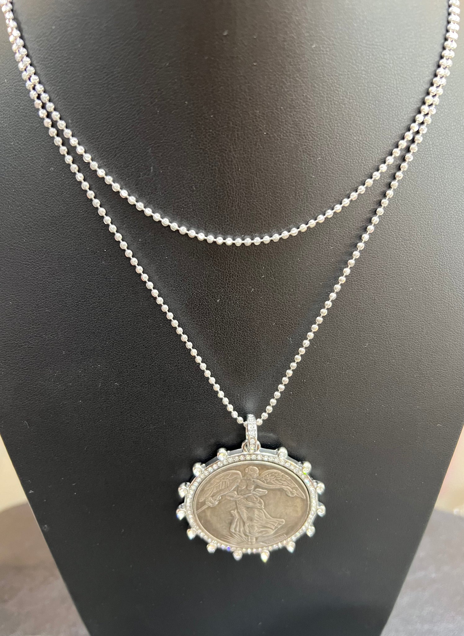 Silver Coin Medallion Necklace