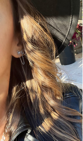 Butterfly Stud Chain Earring