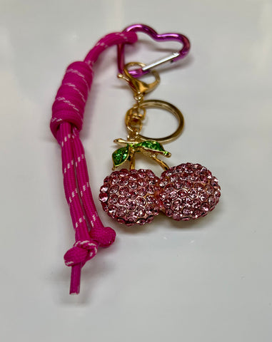 Pink Bling Cherry Bag Charm