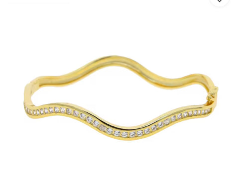 Diamond Wave Bangle Bracelet