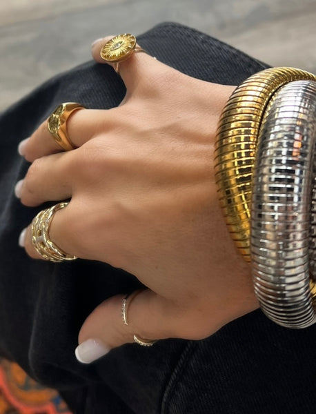 Mixed Metal Coil Bracelet