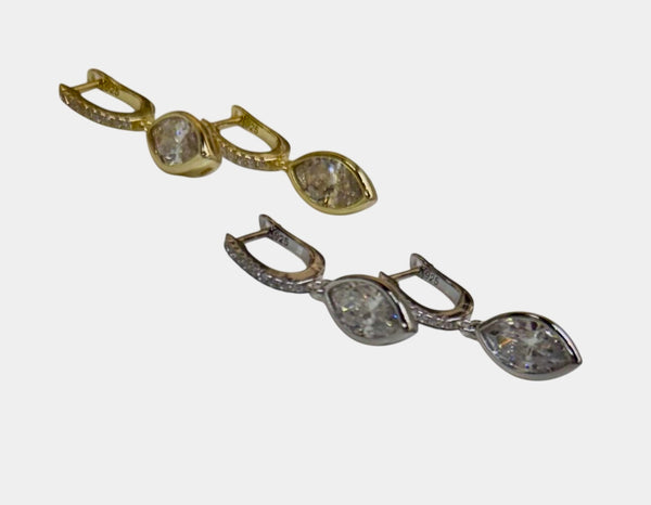 Marquise Diamond Huggie Earrings