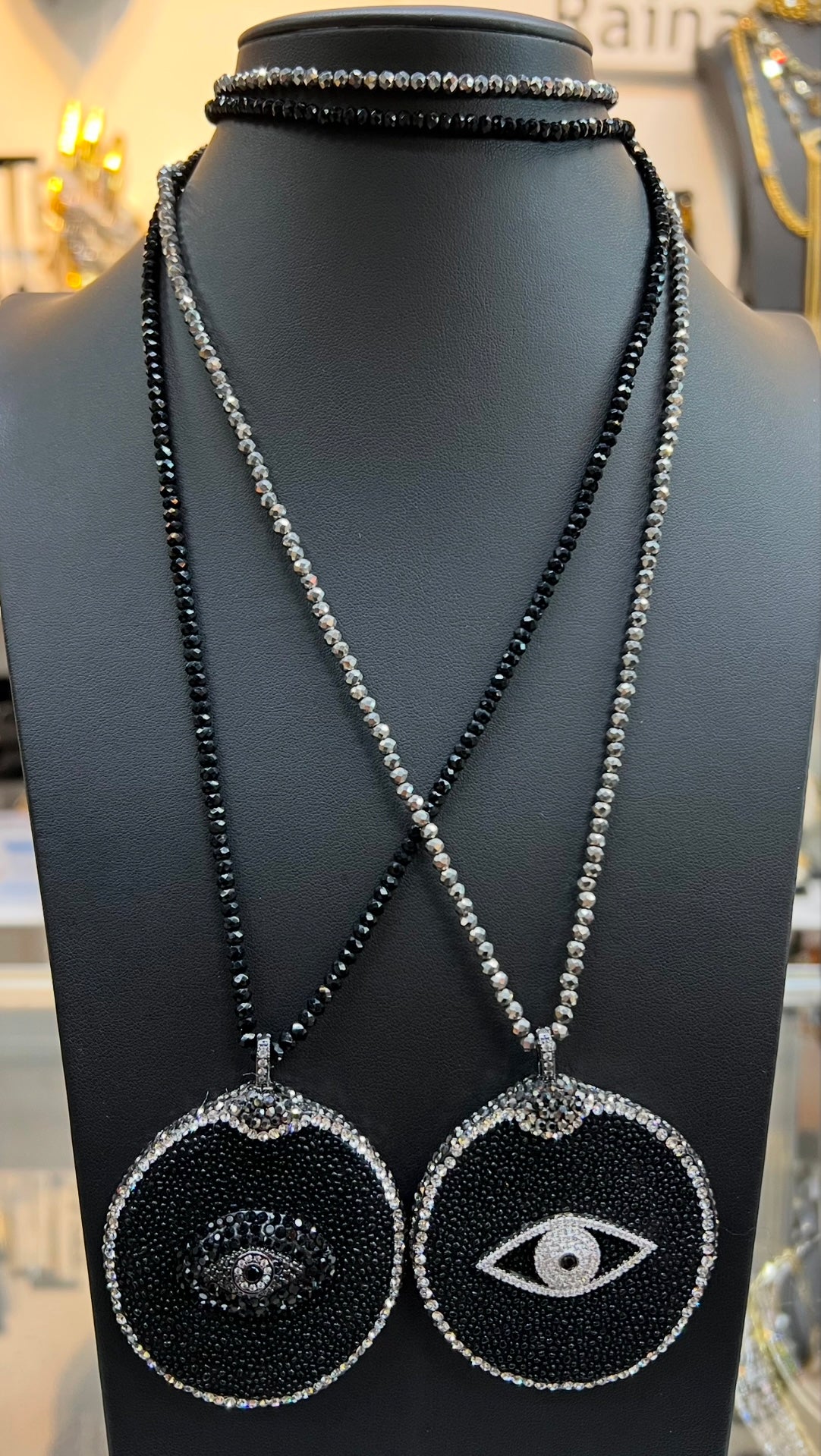 Long Beaded Evil Eye Necklace