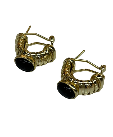 Black & Gold Huggie Earrings