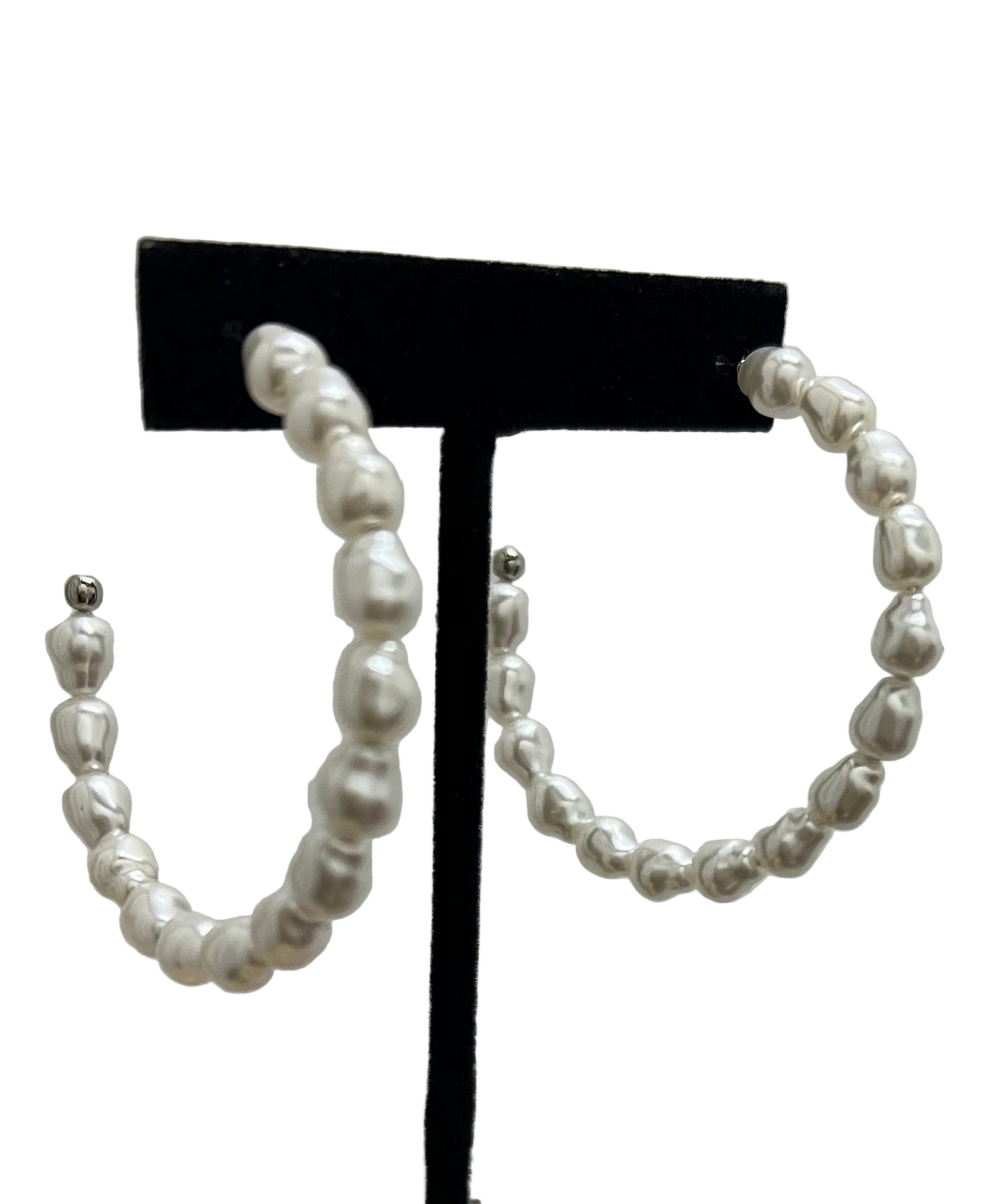 Baroque Pearl Hoop Earrings