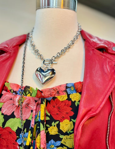 Puffy Heart Toggle Necklace