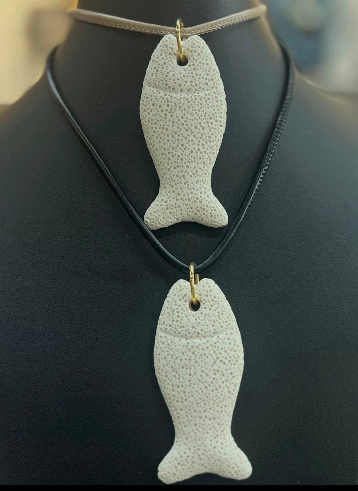 Ceramic Sardine Cord Necklace