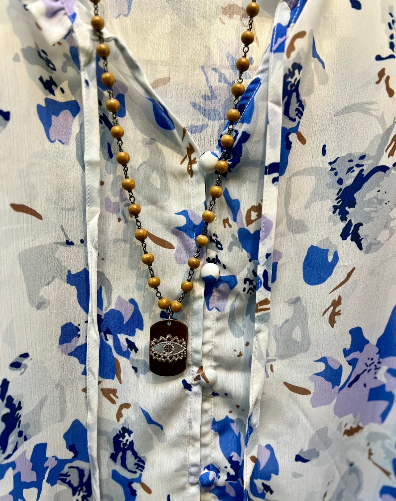 Wood Evil Eye Necklace