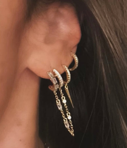 Two N One Diamond Huggie Loop Earring