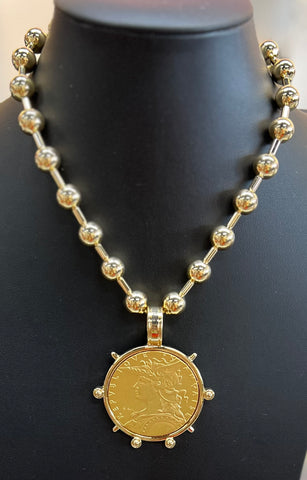 Gold Ball Coin Necklace