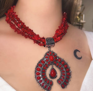 Red Coral Statement Necklace