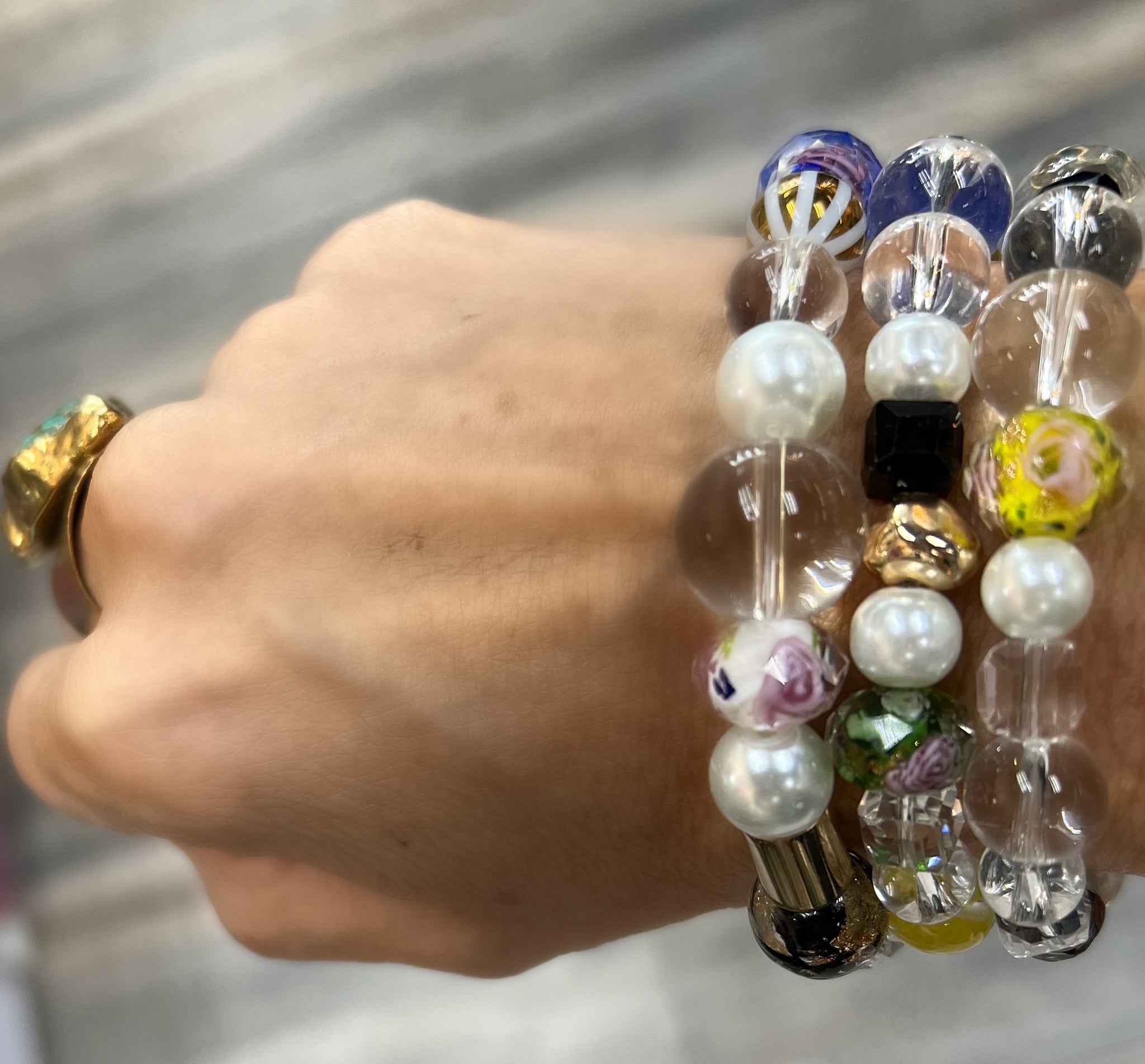 Multicolored Mixed Media Bracelet Stack