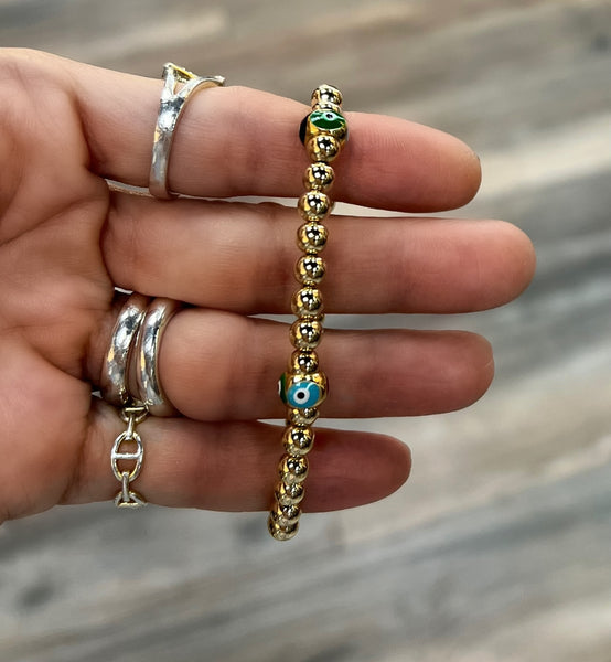 Gold Multicolored Evil Eye Bracelet
