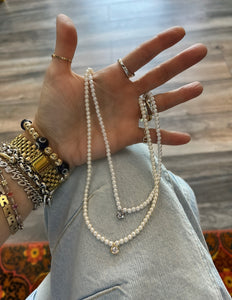 Diamond Bezel Pearl Necklace