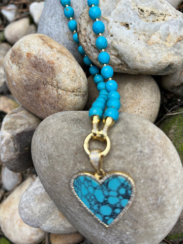 Turquoise Heart Charm Necklace