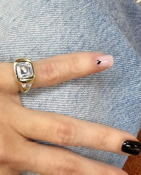 Diamond Square Cut Pinky Ring