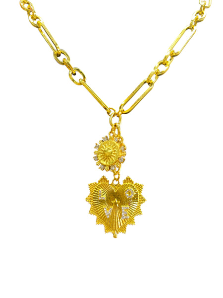 Love Heart Charm Lariat Necklace