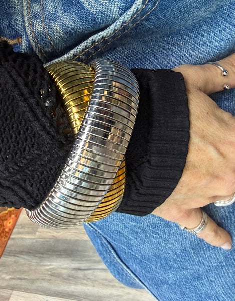 Mixed Metal Large Coil Bracelet