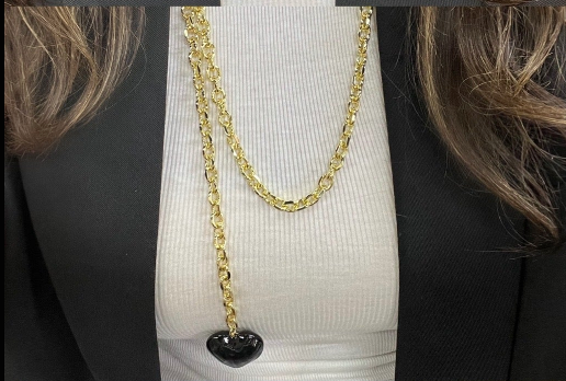 Long Color Pop Puffy Heart Lariat Necklace