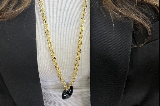Long Color Pop Puffy Heart Lariat Necklace
