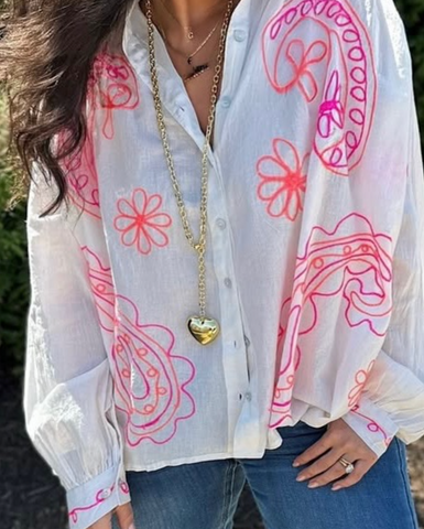 Long Jumbo Puffy Heart Lariat Necklace