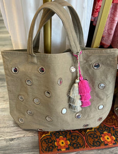 Olive Mirrored Tote