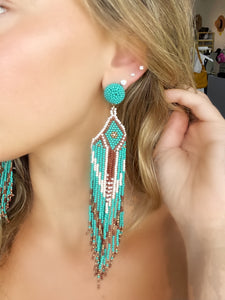 Turquoise Hanging Beaded Earrings