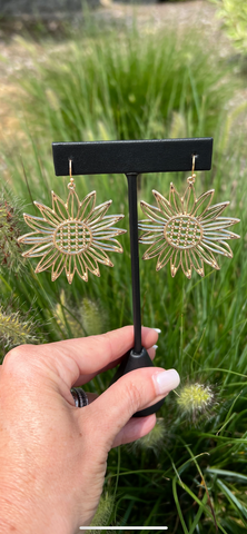 Gold Sunflower Earrings