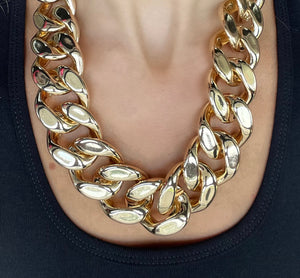 Large Gold Cuban Link Chain Necklace