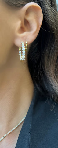 Gold Classic Diamond Hoop Earrings