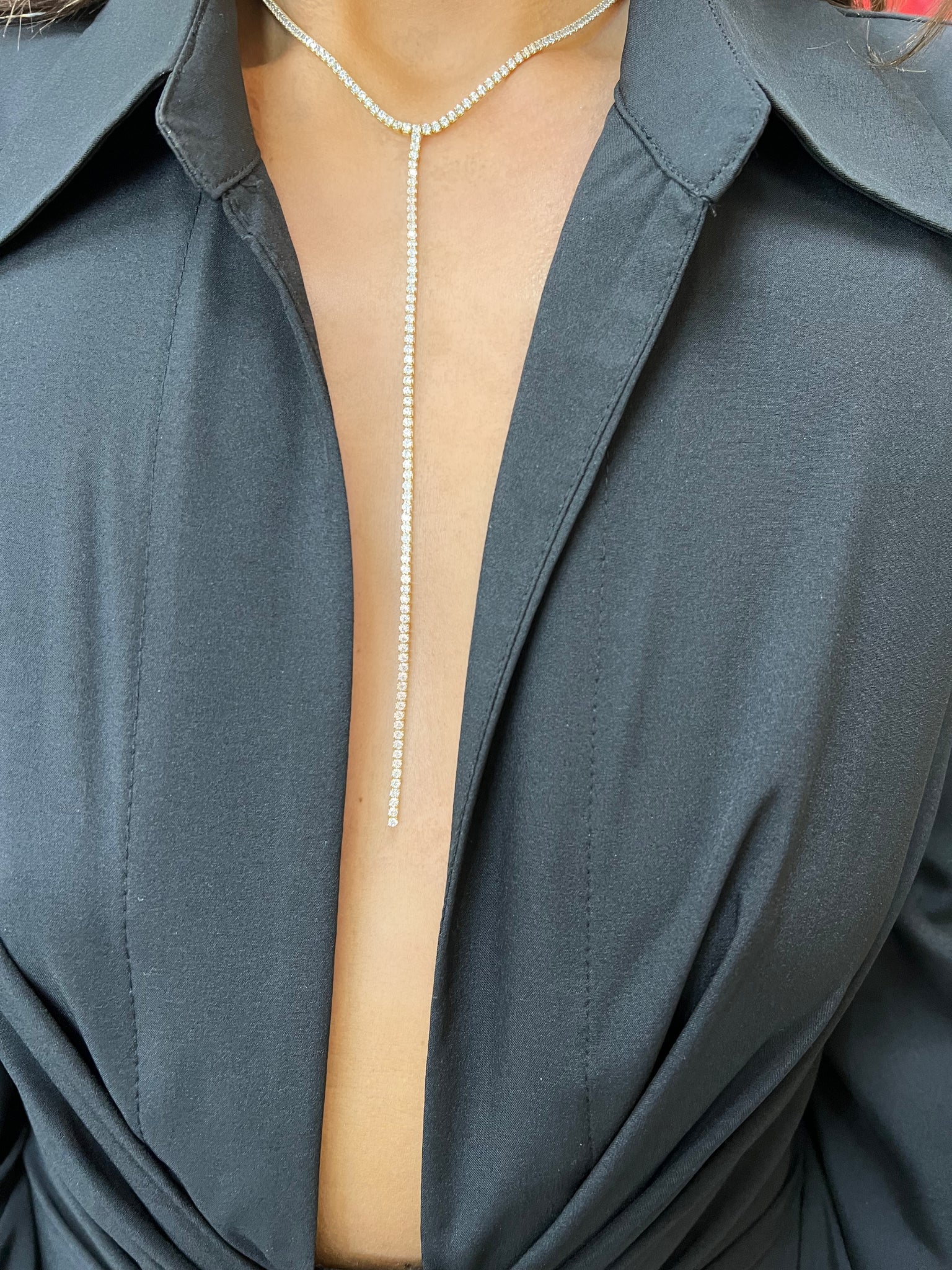 Long Diamond Lariat Tennis Necklace