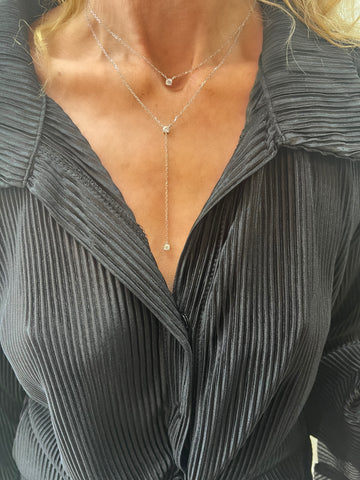 Silver Diamond Lariat