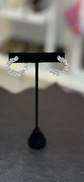 Sparkly Silver Circle Earrings