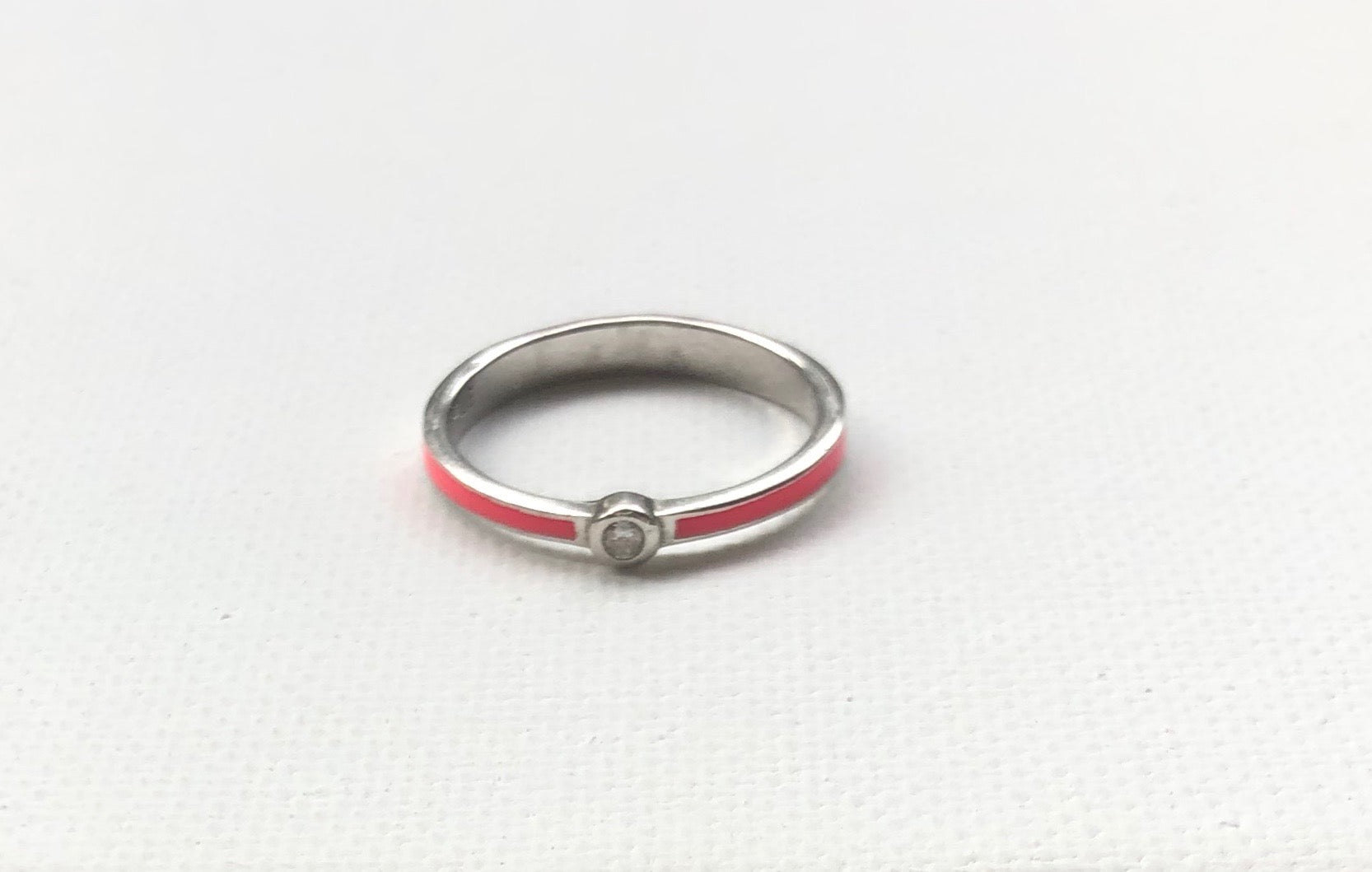 Pink Enamel Solitaire Ring