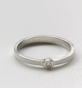 White Enamel Solitaire Ring